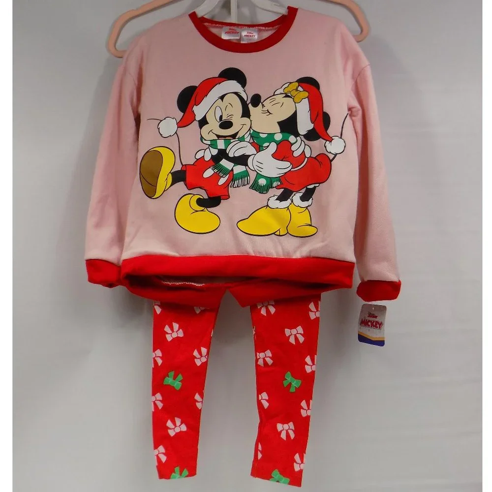 Disney Junior Mickey & Minnie Mouse Christmas Pajama Set Multiple Sizes NWT - Picture 1 of 7
